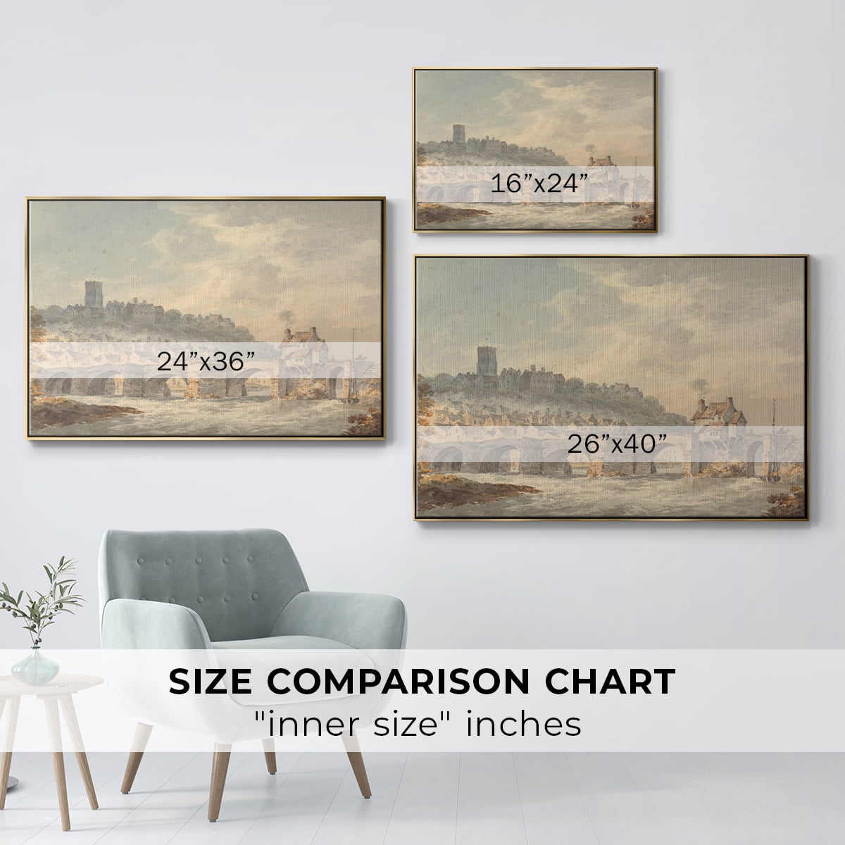Vintage Landscape-CCCXCII By Wexford Home Framed in Gold Wood Gallery Wrapped Canvas 27 in. x 41 in.
