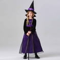 thumbnail image 6 of Odeerbi Kids Girls Halloween Dresses Stage Performance Dress Outfits Fashion Solid Color Long Sleeve Round Neck Ankle Dress Purple, 6 of 9