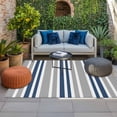 thumbnail image 2 of Navy Blue Grey Stripes Outdoor Rug for Patio/Deck/Porch, Non-Slip Large Area Rug 6 x 9 Ft, Simple Striped Lines Minimalist Indoor Outdoor Rugs Washable Area Rugs, Reversible Camping Rug Carpet Runner, 2 of 8