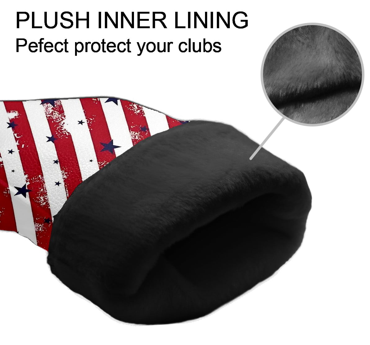 Golf Club Covers, Red Striped Star Premium PU Leather Driver Hybrid Putter Head Covers with Velvet Lining, Waterproof Golf Gifts for Men Women
