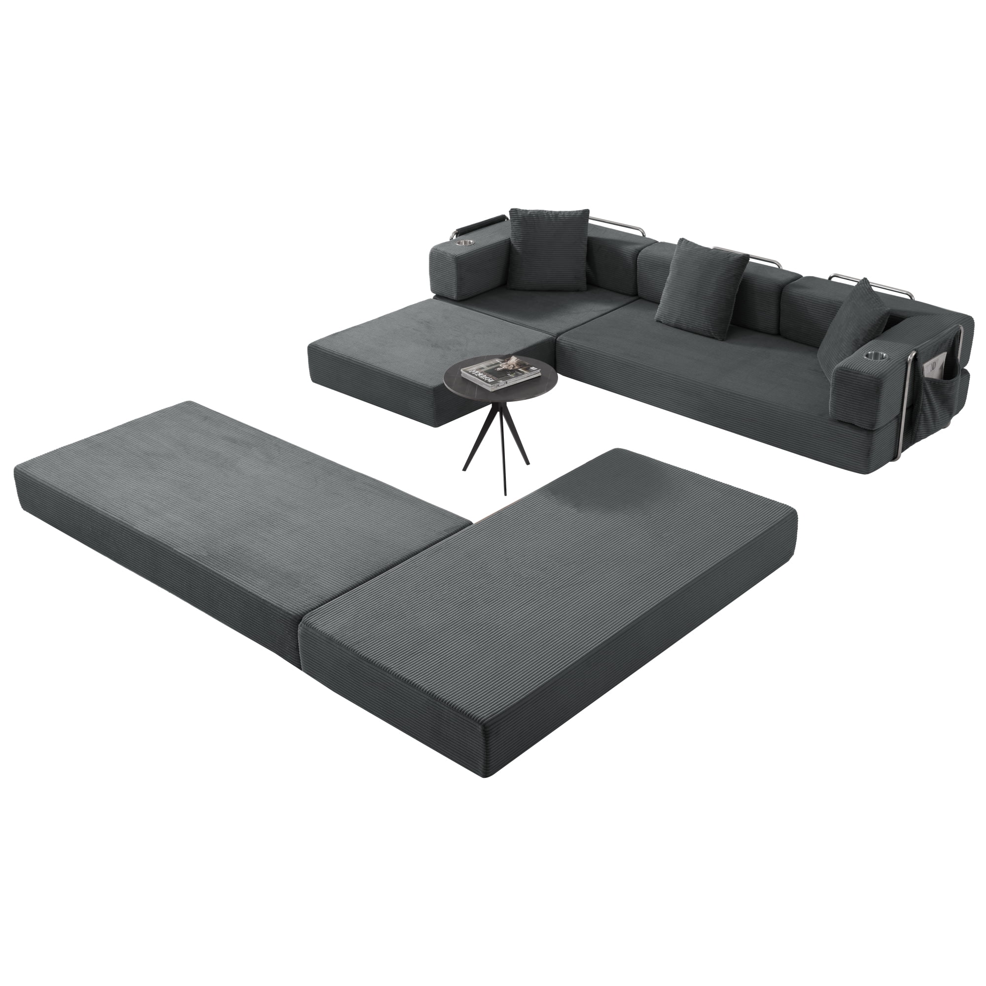 Leumius 108" Modular Sectional Sofa with L-Shape Chaise, Boneless Cloud Couch with Deep Seat for Living Room, Bedroom Gray