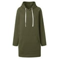 thumbnail image 4 of XUELUO Hoodie Dress For Women Solid Color Hooded Drawstring Long Sleeve Sweatshirt Mini Summer Dresses With Pockets Outwear,Green,XL, 4 of 7
