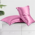 thumbnail image 6 of Kbndieu Silk Pillow Cases Standard Size, Pure Pink Satin Pillowcases for Hair and Skin, Soft Breathable Cooling Silky Pillow Covers with Zipper, Gifts for Women Mom Men (20"x30") on Clearance, 6 of 9
