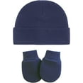 thumbnail image 3 of Baby Hats Mittens Set Newborn Cute Cotton Cap Baby No Scratch Gloves for Infants 4 Sets White&Pure Blue&Navy Blue&Grey 0-6 Months, 3 of 6