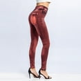 thumbnail image 4 of Women's Denim Print Fake Jeans Look Like Leggings Sexy Stretchy High Waist Slim Skinny Jeggings Tights Trousers, 4 of 5