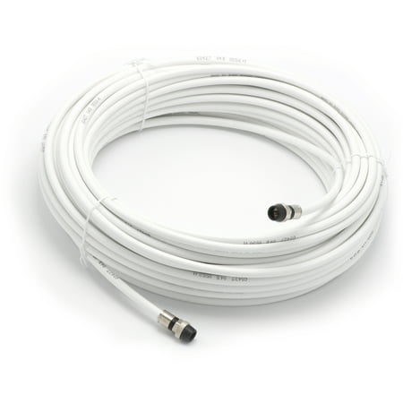 50' Feet, White RG6 Coaxial Cable (Coax), Made in the USA, with rubber booted - weather proof - outdoor rated Compression Connectors, F81 / RF, Digital Coax for CATV, Antenna, Internet, & (Best Cable Splitter For Internet And Tv)