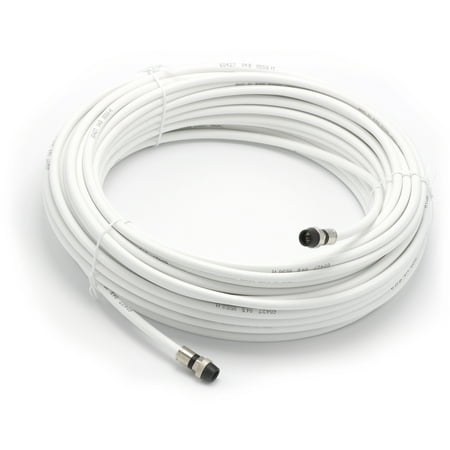 50' Feet, White RG6 Coaxial Cable (Coax), Made in the USA, with rubber booted - weather proof - outdoor rated Compression Connectors, F81 / RF, Digital Coax for CATV, Antenna, Internet, & (Best Rated Satellite Internet)