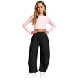 thumbnail image 2 of CPNG Girls Curved Barrel Sweatpants Solid Color Wide Leg Elastic High Waist Casual Pants Loose Street Style Jogger Pants, 2 of 9
