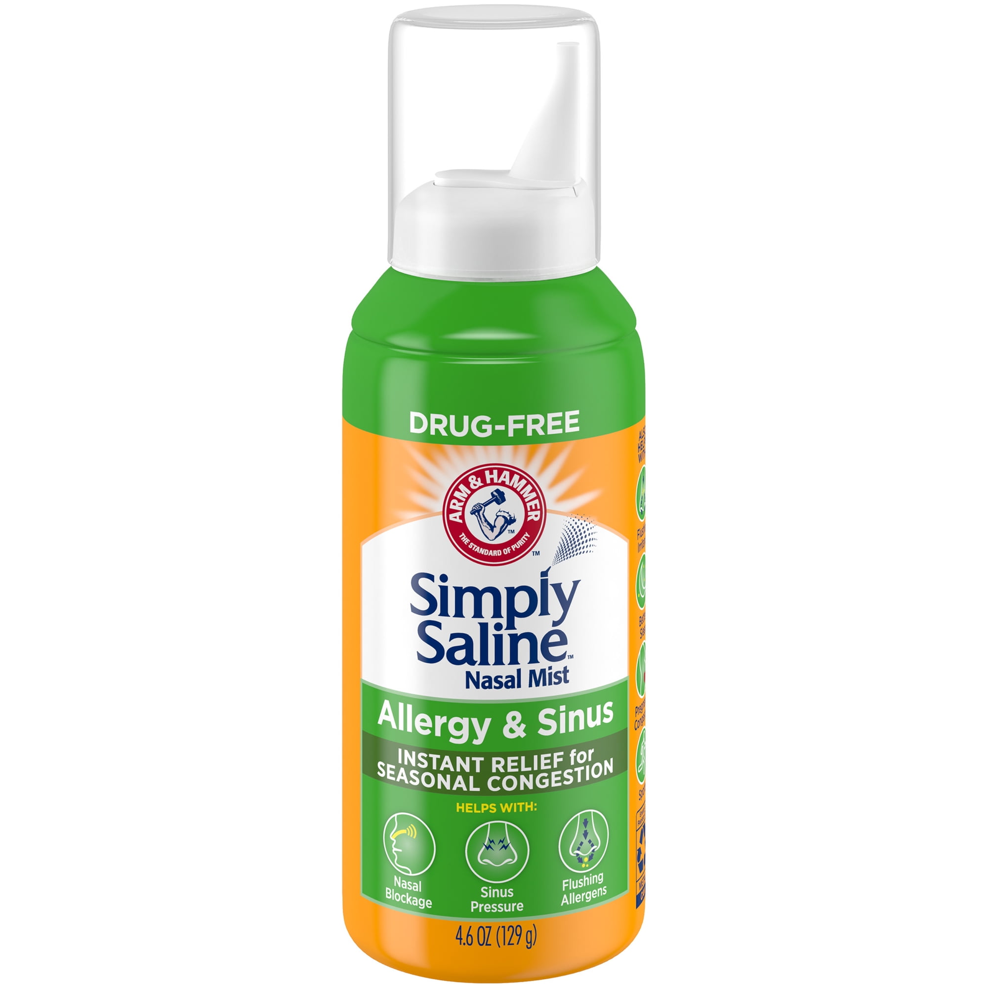 Arm & Hammer Simply Saline Allergy Sinus Nasal Mist 4.6oz- Instant Relief for Allergy Congestion- One 4.6oz Bottle