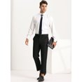 thumbnail image 4 of Pantalones recortados para hombre Pantalones de vestir hasta el tobillo de color sólido con parte delantera plana y ajuste delgado Negro brillante 34, 4 of 6