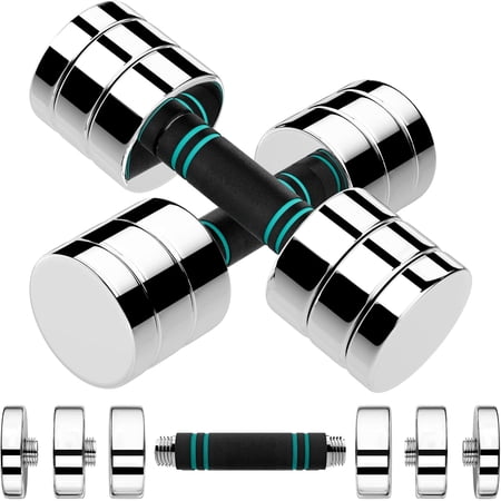 Steel Adjustable Dumbbell Set of 2, 5/10/15lb Free Weights Dumbbells Set, Non-Slip and Comfortable Foam Handle, Adjustable Dumbbells Weights Set for Home Gym Office Exercise