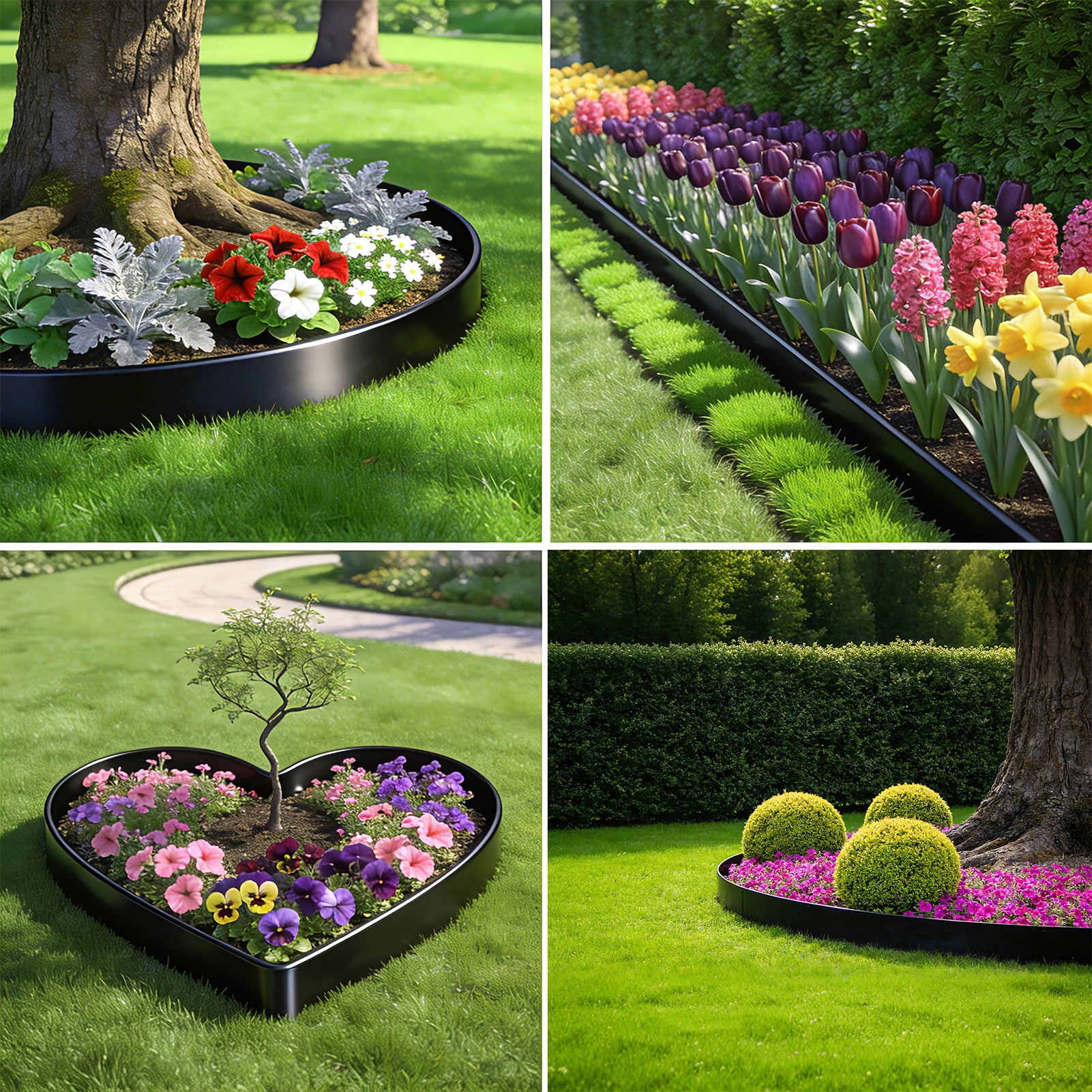 urorentea Garden Landscape Edging Kit, 33Ft 4inch Tall Landscape Edging with 50 Spikes, No Dig Plastic Lawn Border for Landscaping, Lawn, Garden, Flower Beds, Yard