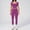 Purple, variant on PISONIC Two Piece Workout Sets for Women Color Block Short Sleeve Tee and High Waist Leggings Gym Yoga Active Wear Outfits