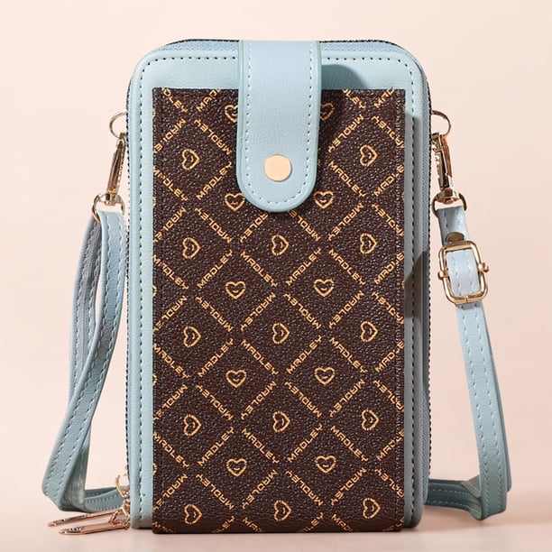 Bolsos para Teléfono con Pantalla Táctil para Mujer, Minibolsos Cruzados de Cuero para Teléfono Móvil, Cartera de Hombro con Ranuras para Tarjetas de Crédito