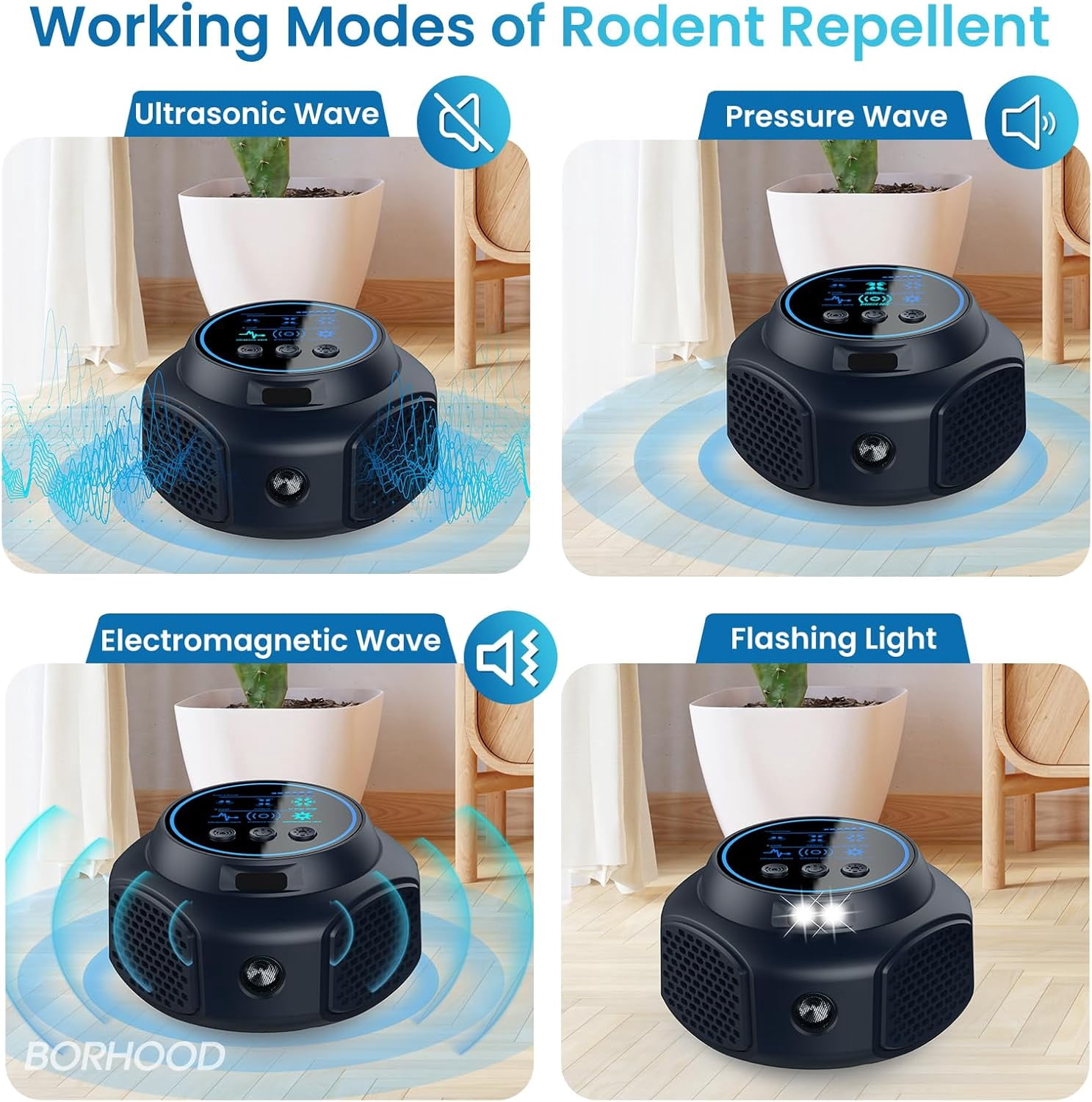 2PACK Ultrasonic Pest Repellent Plug-in, Electronic Mouse Traps & Insect Repellent, Pest Control for Home, Office, Warehouse Black
