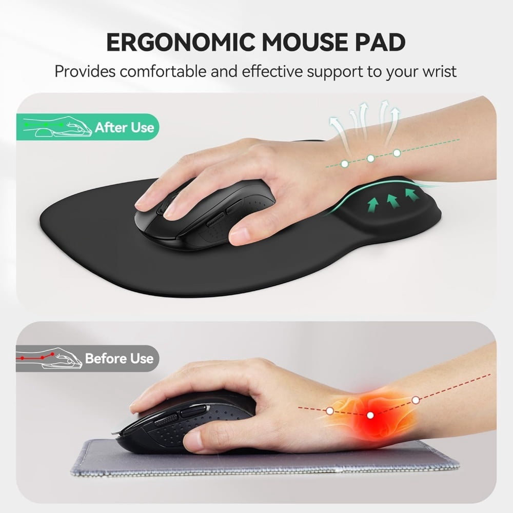 Ergonomic Mouse Pad with Wrist Support,Non-Slip Base Comfort Gaming Mousepad,Pain Relief Portable Desk Mat for Home Office Computer Laptop Daily Use