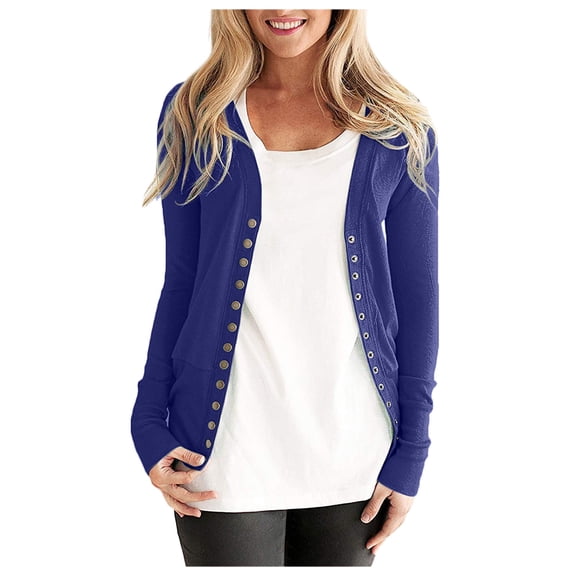 DHFJKG Womens Cardigan Sweaters Knitted Slim Fit Solid Color Long Sleeve V Neck Button Down Jacket Fitness Versatile Outerwear