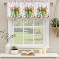 thumbnail image 2 of 2 Pack Valances for Window, Spring Easter Short Curtains for Kitchen Bedroom Living Room, Colorful Tulip Floral Eggs Pink Plaid Rod Pocket Small Window Treatment Valance Drapes 60 x 18 Inch, 2 of 8