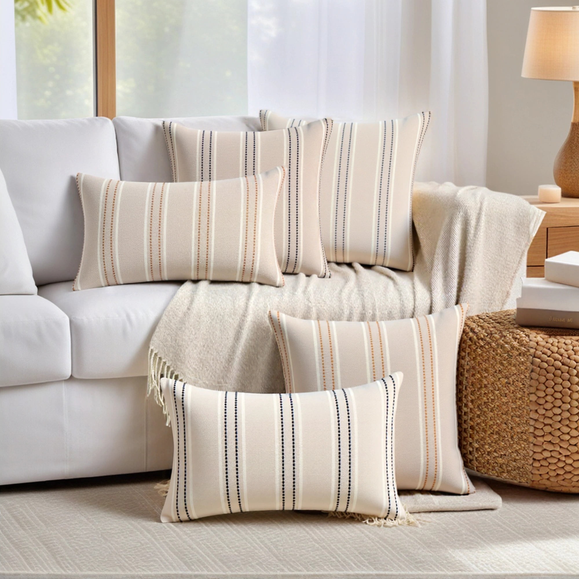 Unique Bargains Pack of 2 Striped Soft Cozy Cushion Cases Pillow Covers 20" x 20" Grey