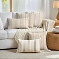 thumbnail image 6 of REGALWOVEN Stripe Pillow Covers Pack of 2 Soft Cozy Decorative Cushion Cases Apricot 18" x 18", 6 of 7