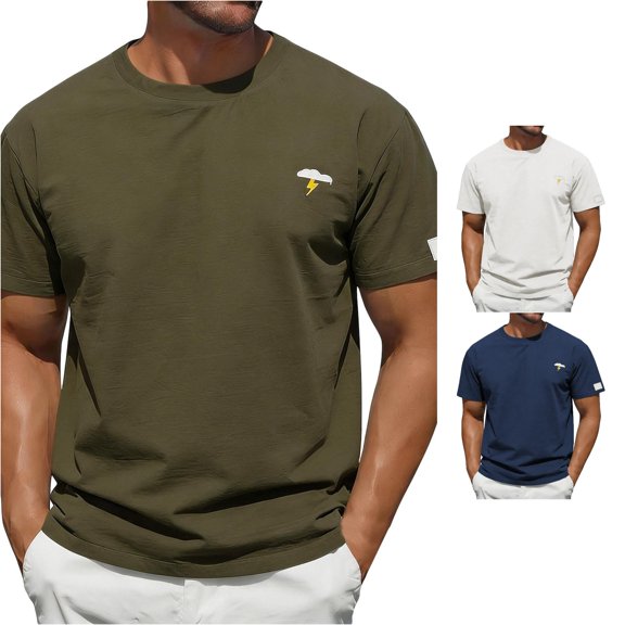 Rggeeun Men'S Tee Shirts Solid Color Short Sleeve Crew Neck Soft Breathable Loose Fit for Summer Workout Elegant Tees,Green,Xxl