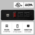thumbnail image 3 of Afuhokles Set of 2 Nightstand 2 Drawers with Charging Station, Bedside Table Bedroom Furniture, Black, 3 of 6