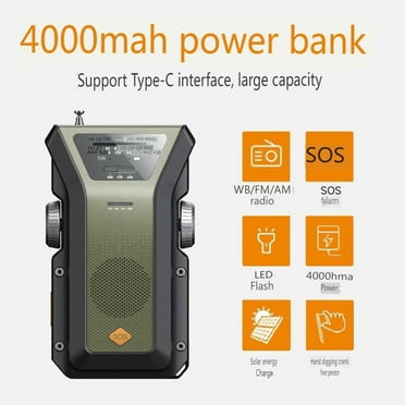 E EYAFA Multi Functional Emergency Disaster Radio/Hand Cranked Generator Radio/Solar Radio/Flashlight Radio/Power Bank Radio/Reading Light Radio