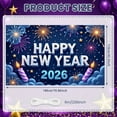 thumbnail image 2 of Firework Design Happy New Year Banner Star Pattern New Year Display Candle Colorful Style 2026 Backdrop for New Year Party Holiday Celebration Indoor Decoration, 2 of 9