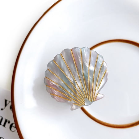 2pcs Cellulose Acetate(Resin) Claw Hair Clips Hair Accessories for Girls Women Shell Shape Aqua 41x34mm