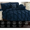 thumbnail image 2 of Mocassi 10pc Bed-in-a-Bag Infinity Design Comforter Set, Ultra Soft Bed Set Featuring Decorative Pillows and Fitted Sheet with Storage Pockets, Infinity Comforter, Full/Queen, Midnight Navy, 2 of 5