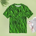 thumbnail image 4 of Neon Green Zebra Print Women's Short Sleeve Tops Casual Blouses T Shirt, 4 of 6