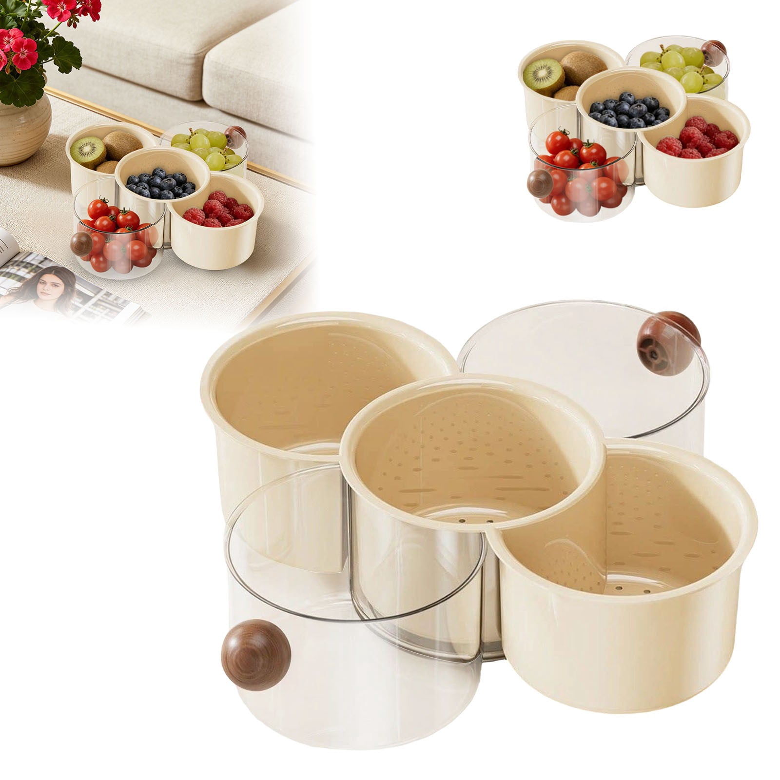 XINGAG Storage Boxes Rotating Fruit And Vegetable Storage For Kitchen Organizer 360° Storage Container For Fresh Produce Space Saving Rotate With Lid Home Organizer Container