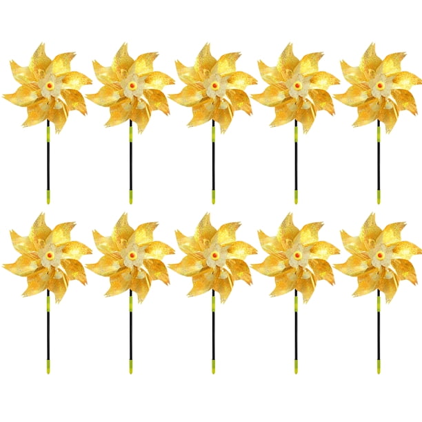 Bewildely 10 piezas de molino de viento con reflejo de luz, repelente de pájaros, con movimiento, espantapájaros de jardín. Jardín y Patio tipo+3
