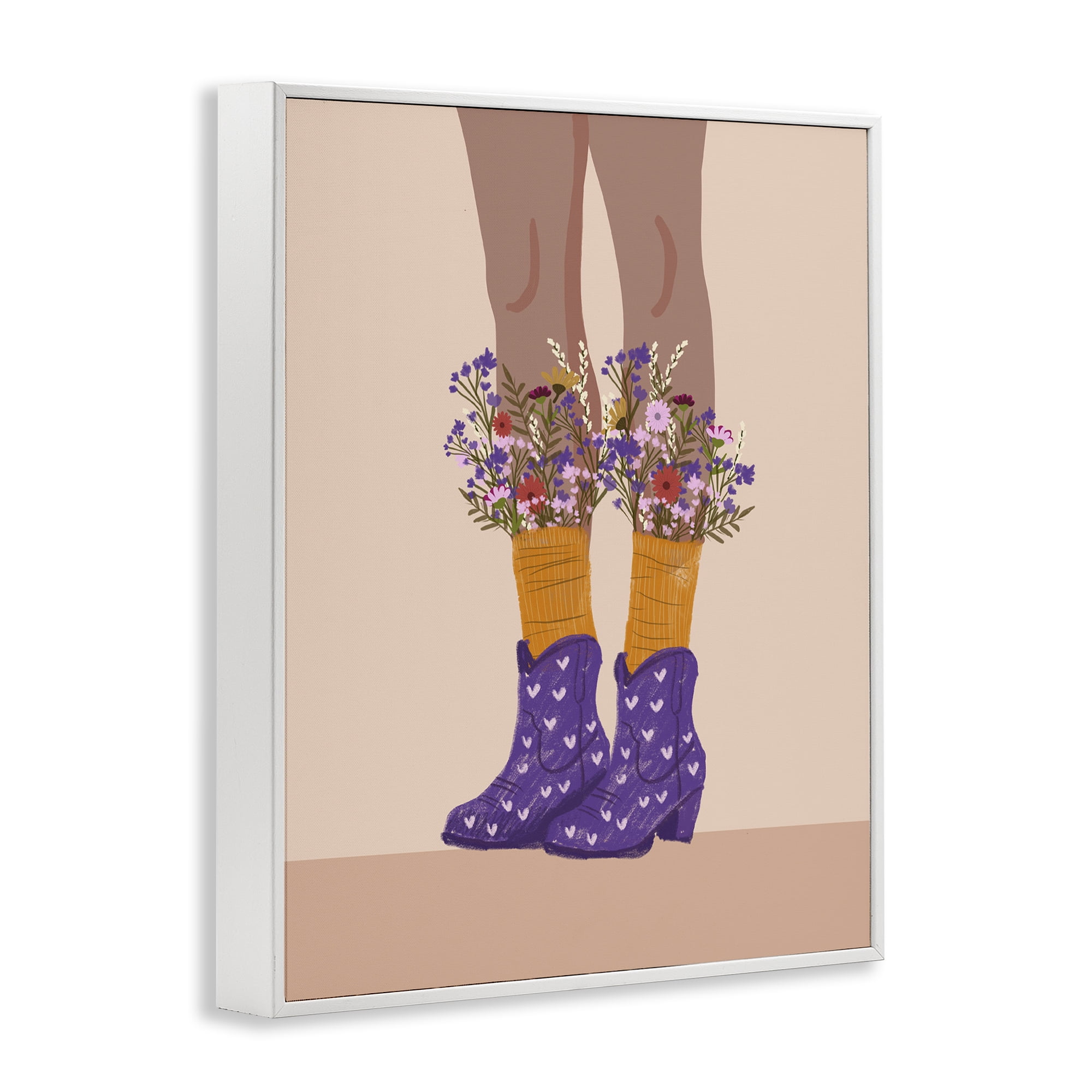 Stupell Industries Wildflower Fashion Illustration Novelty Painting White Framed Art Print Wall Art, 11 x 14