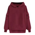 thumbnail image 4 of Xunlbb Sweatshirt for Women,Women's Solid Color Long Sleeved Pocket Loose Hooded Top Sweatshirt,Size S-2XL, 4 of 6