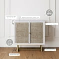 thumbnail image 3 of Nathan James Kova Natural Cane Rattan Doors Accent Cabinet with Brass Metal Base and Adjustable Shelf, 3 of 5