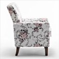 thumbnail image 5 of Sillón de mezcla de poliéster con patrones, marco de madera de abedul sólido con piernas cónicas marrones, silla de acento acolchada de espuma con detalle de adorno para la oficina de la sala de estar, 5 of 5