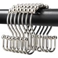 thumbnail image 1 of Shower Curtain Hooks, OEH Shower Curtain Rings, Metal Shower Curtain Rings Rust Proof, Smooth Gliding Metal Shower Curtain Hooks Rust Proof, Double Shower Hooks for Shower Curtain, 12 Pcs, Nickel, 1 of 7