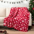 thumbnail image 2 of PAVILIA Christmas Throw Blanket | Red Snowflake Christmas Fleece Blanket | Soft, Plush, Warm Winter Cabin Throw, Twin 60x80 (Red/White Snowflake), 2 of 9