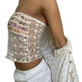 thumbnail image 3 of Women Sexy Y2k Tube Top Off Shoulder Strapless Lace Patchwork Mesh Bandeau Crop Top Fairy 90s Streetwear, 3 of 3