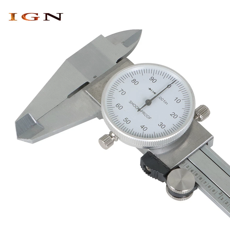 New 6 Inch 0.001" Resolution Utility Dial Caliper With Slide Lock Including Case
