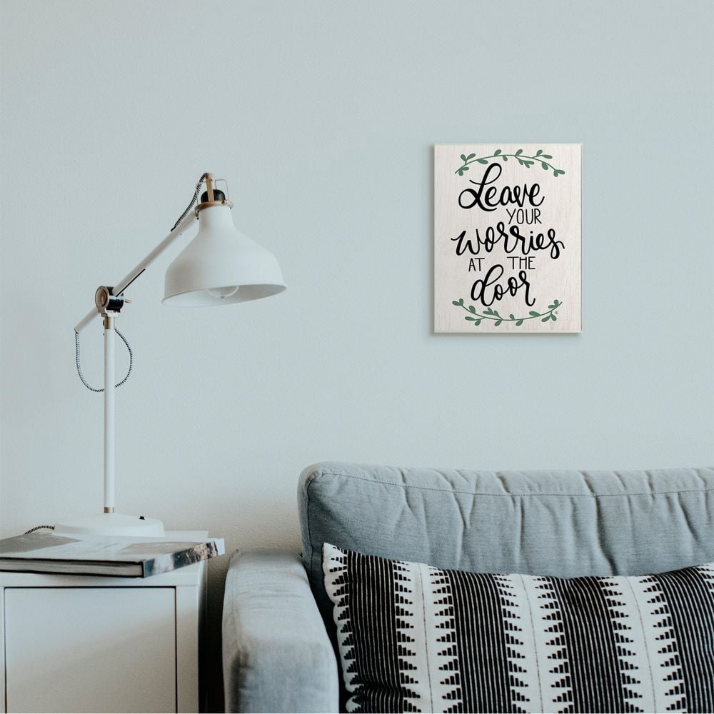 Stupell Industries Leave Your Worries at the Door Quote Family Greeting Wall Plaque Design by Fearfully Made Creations