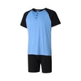 thumbnail image 3 of Opperiaya Ensembles de Pyjama pour Hommes à Manches Courtes Contrastées avec Hauts et Shorts, 3 of 9