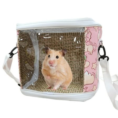 CHBORLESS Guinea Pig Carrier Bag Portable Breathable Hamster Travel Bag (Pink,L)