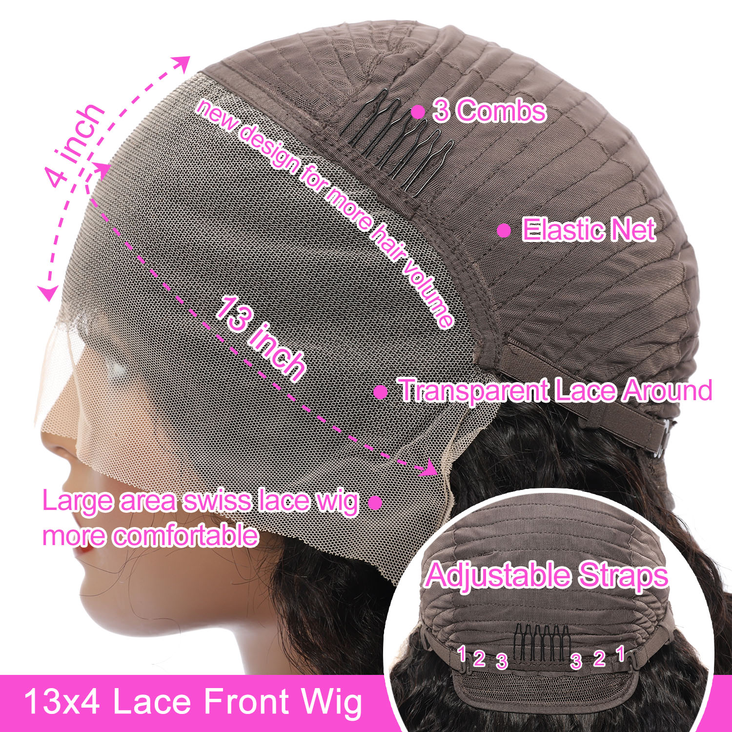 Water Wave Lace Front Wigs Human Hair Wigs for Black Women 13x4 HD Lace Frontal Wigs Human Hair 150% Density Pre Plucked with Baby Hair 20 Inch Curly Human Hair Wigs