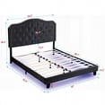 thumbnail image 4 of Upholstered Queen Bed in Black Velvet - Curve Design with Button Tufting - Stable Wooden Structure - LED Lights for Bedroom - Easy Assembly, 4 of 12