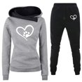 thumbnail image 5 of Gibobby Set Pants y Sudadera Mujer Traje deportivo para mujer, estampado de amor, manga larga, conjunto deportivo de dos piezas, cómoda sudadera con capucha, (Gris,XL), 5 of 5