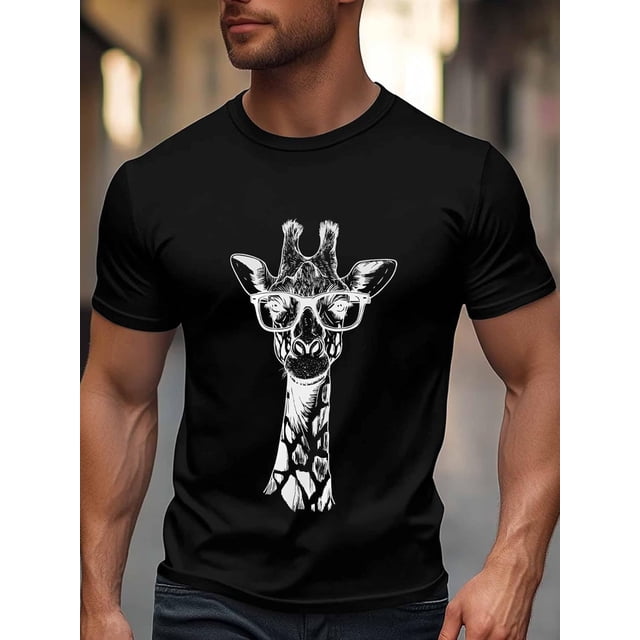 Men's T-Shirt,Short Sleeve Tee Shirt Casual Tops Funny Giraffe Crew Neck T Shirts for Men