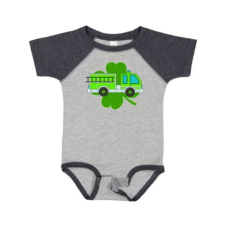 

Inktastic St. Patrick s Day Green Fire Truck with Clover Boys or Girls Baby Bodysuit