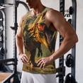 thumbnail image 5 of Balery Realistic Style Forest Dinosaur Pattern Men's Workout Tank Top Gym Muscle Tee Fitness Bodybuilding Sleeveless T Shirt Quick Dry Fit Muscle Tank Top Slim-Fit Tank-4X-Large, 5 of 7